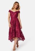 Goddiva Embroidered Lace Dress Wine S (UK8)