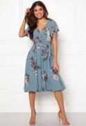 Goddiva Flutter Floral Midi Dress Air Force Blue XS (UK8)