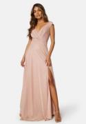 Goddiva Glitter Wrap Maxi Dress Nude XS (UK8)