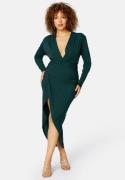 John Zack Curve Long Sleeve Rouch Curve Dress Forest Green 48 (UK20)