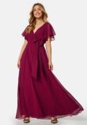 Goddiva Flutter Chiffon Dress Berry L (UK14)