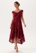 Goddiva Embroidered Lace Dress Wine XXL (UK16)