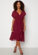 Goddiva Flutter Chiffon Midi Dress Wine-red XXS (UK6)