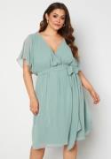 Goddiva Curve Flutter Sleeve Chiffon Midi Dress Dusty green 46 (UK18)