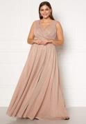 Goddiva Curve Wrap Front Sleeveless Maxi Curve Dress With Split Nude 4...