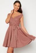 Goddiva Lurex Skater Dress Dark Rose XS (UK8)