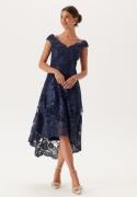 Goddiva Embroidered Lace Dress Navy M (UK12)