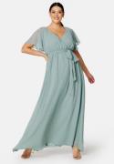 Goddiva Curve Flutter Sleeve Chiffon Maxi Curve Dress Sage Green 48 (U...