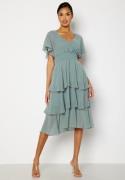 Goddiva Flutter Tiered Midi Dress Air Force Blue XS (UK8)