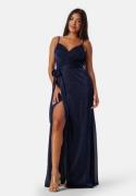 Goddiva Glitter Wrap Front Maxi Dress Navy XS (UK8)