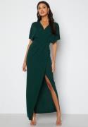 Bubbleroom Occasion Wrap Slit Maxi Dress Dark green 42