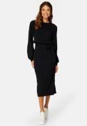 BUBBLEROOM Round Neck Rib Knitted Midi Dress Black 2XL