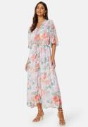 BUBBLEROOM Summer Luxe Frill Maxi Dress Pink / Floral L