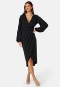 Bubbleroom Occasion Wrap Stretchy Midi Dress Black 2XL