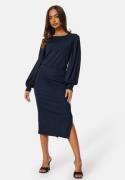 BUBBLEROOM Balloon Sleeve Rib Dress Navy XS