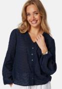 Happy Holly Nisha Broderie Anglaise Blouse Navy 44/46