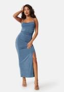 BUBBLEROOM Shiny Waterfall Strap Dress Blue S