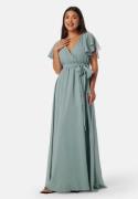 Goddiva Flutter Chiffon Maxi Dress Sage Green XL (UK16)