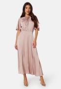 Bubbleroom Occasion Butterfly Sleeve Satin Midi Dress Light nougat 46