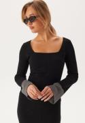 BUBBLEROOM Contrast Rib Knitted Top Black S