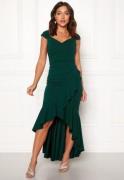 Goddiva Wrap Front Frill Dress Green M (UK12)