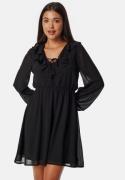 BUBBLEROOM V-neck Short Frill Dress Black S