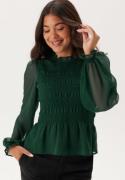 BUBBLEROOM Smock L/S Blouse Dark green XS