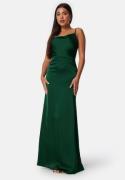 Bubbleroom Occasion Waterfall Satin Gown Dark green 46