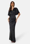 Bubbleroom Occasion Wrap Satin Gown Black 48