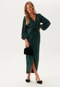 Bubbleroom Occasion Sequin Wrap Gown Green/Black XS