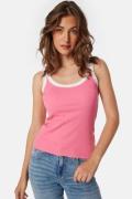 BUBBLEROOM Contrast Rib Tank Top Pink XS