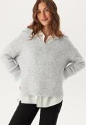 ONLY Onlmaggie Life Ls Split Neck Light Grey Melange S