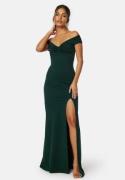 Bubbleroom Occasion Twist Off Shoulder Gown Dark green M