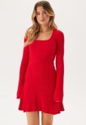 BUBBLEROOM Knitted Square Neck Skater Dress Red M