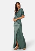 Bubbleroom Occasion Wrap Satin Gown Green 36