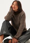 VILA Vilory High Neck L/S KNIT TOP  Coffee Bean Pattern:eggnog Mel XXL