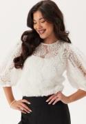 BUBBLEROOM 3D Flower Puff Sleeve Blouse Offwhite M