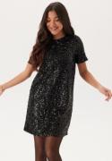 Pieces Pcserena Sequin Ss O-neck Dres Black Detail:black Detail M