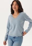 Pieces Pcbree Ls V-neck Knit Cashmere Blue Detail:melange L