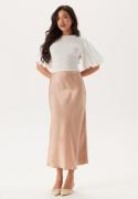 BUBBLEROOM Satin Midi Skirt Light beige XS