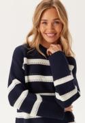 GANT Striped Textured C-neck Evening Blue M