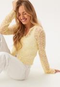 BUBBLEROOM Button Lace Cardigan Yellow S