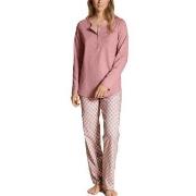 Calida Lovely Nights Pyjama Button Tab Rosa Mønster bomull Medium Dame