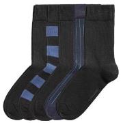 Björn Borg Strømper 5P Block Stripe and Square Socks Svart/Blå Str 36/...