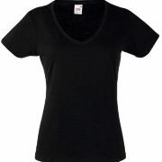 Fruit of the Loom Lady Fit Valueweight V-neck T Svart bomull Medium Da...