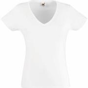 Fruit of the Loom Lady Fit Valueweight V-neck T Hvit bomull Small Dame