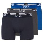 BOSS 3P Cotton Stretch Boxer Brief Long Blå/Grå bomull Large Herre