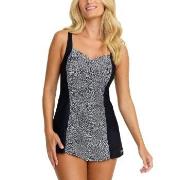 Damella Esther Basic Swimsuit Dress Svart/Hvit 44 Dame