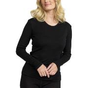 Damella Wool Long Sleeve Top Svart merinoull Small Dame