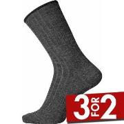 Egtved Strømper Wool No Elastic Rib Socks Mørkgrå  Str 45/48